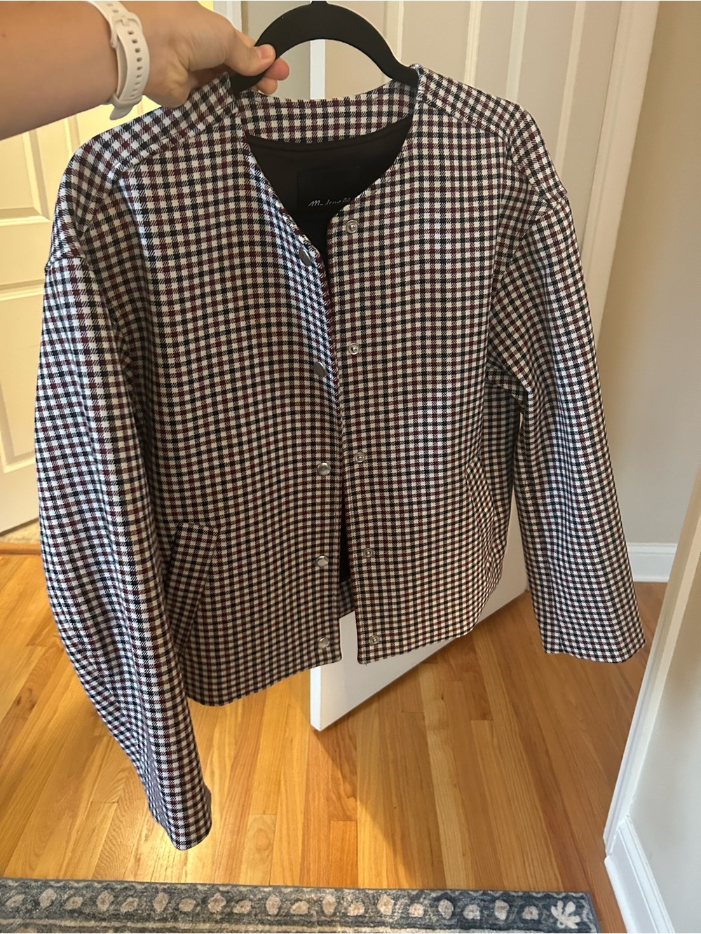 Madewell Black and White Checked Snap-Front Jacket
